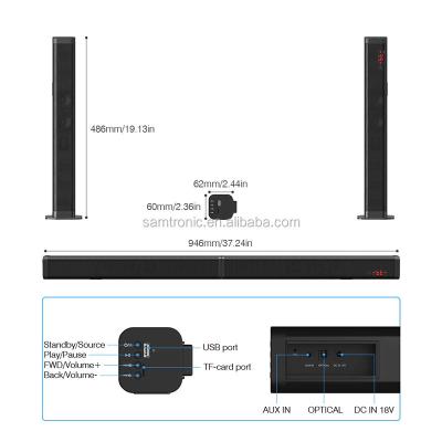 Cina 2 pollici Woofer 4 x 2,0 canale Bluetooth senza fili soundbar altoparlante con copertura in metallo ABS in vendita