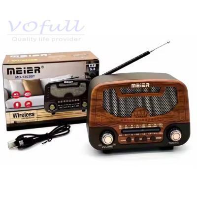 China Portable Rechargeable 3-Band Vintage Wooden Radio Player for sale