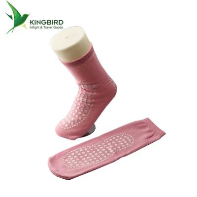 China Anti-slip Disposable Pink Anti-slip Women's Socks With Single Tread For Hospital Slipper Socks for sale