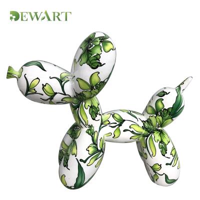 China Balloon Dog Decal Flower News Statue Decor Resin Balloon Dog Animal Sculpture Coastal Home Decor Figurines for sale