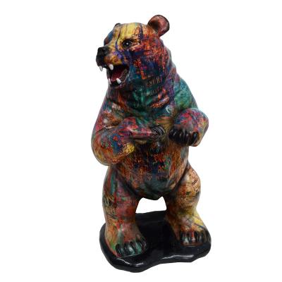 China New Europe Stance Big Bear Realistic Resin Sculptures for Home Interior Decor Graffiti Statues Wild Animal Crafts for Office Decor for sale