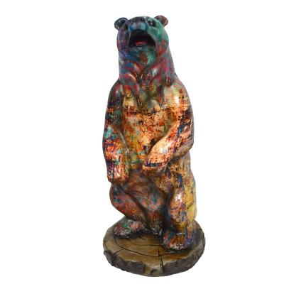 China Europe Gleefully Holding Big Bear Resin Sculptures For Office Decor Handmade Rustic Polyresin Figurines Garden Decor Wild Animal Statues for sale