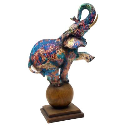 China Cute Europe Circus Elephant Baby Play on Ball Resin Figurines Antique Animal Sculptures for Home Decor Office Statues Ornaments for sale