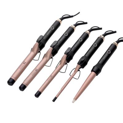 China Professional Adjustable Rose Gold Ceramic Hair Curling Curling Iron Anti-scalding Magic Wand Salon Hair Curler Hair Curler Heat Settings for sale