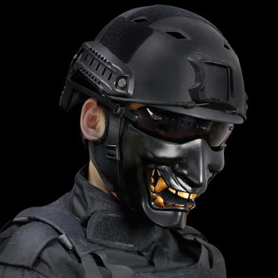 China Breathable Hannya Tactical Horror Samurai Half Face Mask Prajna Halloween Cosplay Hunting Cycling Outdoor Sports Half Face Masks for sale