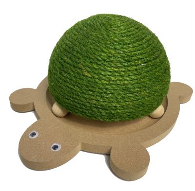 China Wear Resistant Cat Toy Scratch Board Sisa Turtle Shape Sisal Solid Wood for sale