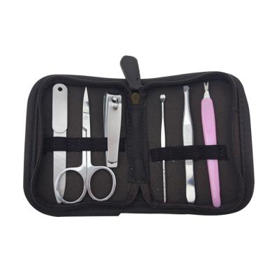 China Stainless Steel +PU Manicure Set 6pcs Stainless Steel Leather Manicure Set Bag Clipper Tweezers for sale