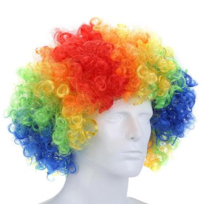 China Colorful Curly Clown Funny Hair Wigs Halloween Wholesale Handmade Curly Party Good Quality Costume Fashion Men's Cosplay for sale