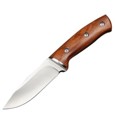 China New Arrival 5Cr13 Steel Wood Handle Blade Stocked Fixed Knife With Nylon Bag For Camping For Fighting for sale