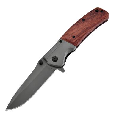 China Wholesale Open Swivel Knorr-Bremse Survival Pocket EDC Hunting Wood Handle Tactical Folding Knife for sale