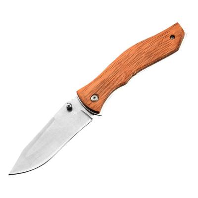 China Swivel Open Knife Blanks Stainless Steel Rotary Blades Wood Handle Hunter Knife for sale