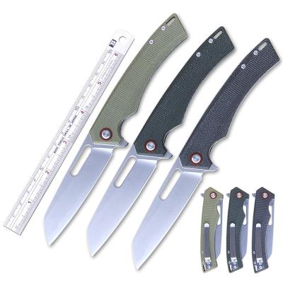 China OEM D2 Blade Flax Fiber Army Pocket Folding Non-variable D2 Steel Knife For EDC Hunting Knives With Stone Wash for sale