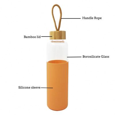 China Sustainable Advance The Industry Factory Price Glass Water Bottle With Straw Bamboo Lid for sale