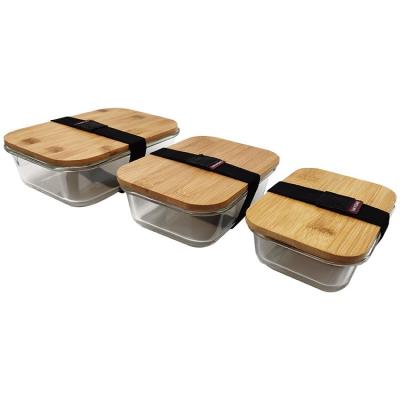 China Factory Manufacturer Bamboo Glass Food Container Custom Or Standard Viable Storage for sale