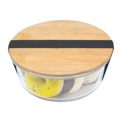 China Sustainable Microwavable BPA Free Glass Food Storage Container With Bamboo Lid for sale