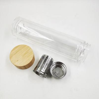 China Factory Wholesale Viable Double Wall Coffee Tumbler Bamboo Lid For Glass Drinking for sale