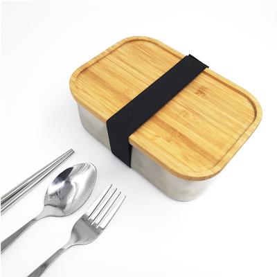 China Sustainable Leak Proof 304 Stainless Steel Lunch Box With Bamboo Cover for sale