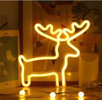 China Elks Neon Christmas Decorative Light Moose Led Neon Lamps USB Or Battery Operated Acrylic Neon Signs For Wall Decor Bedroom Living Room for sale