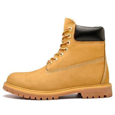 China Original High Quality Men's Anti-slippery High Round Toe Gold Boots Martens Upper Leather Boots for sale