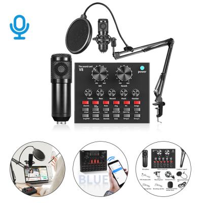 China Professional Condenser Live Steaming V8 Omnidirectional Sound Cards Usb Recording Studio Microphone for sale