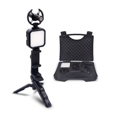 China Mini Outdoor Vlog Video LED Ring Fill Light with Mobile Phone Tripod Microphone Telescopic Rotating Desktop Kit for sale