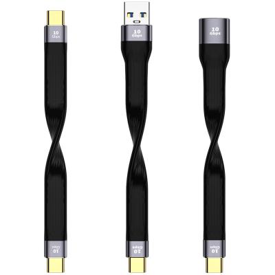 China Mobile Phone PD Fast Charging Cable 10GB Type-C to Type-C USB3.1 GEN2 FPC 13cm Data Cables for Mobile Phone HDD Support PD QC4+PPS for sale