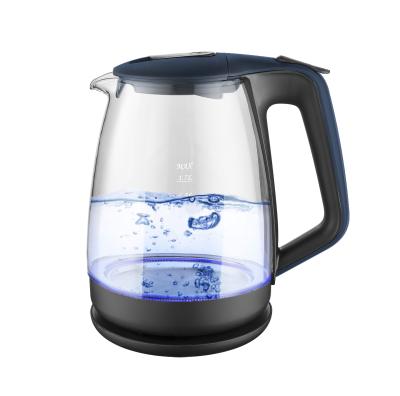 China Electric Glass Kettle 1.7L Portable and Cordless Design 360 Degree Rotation Base for Household/Hotel Use with Blue LED Light for sale