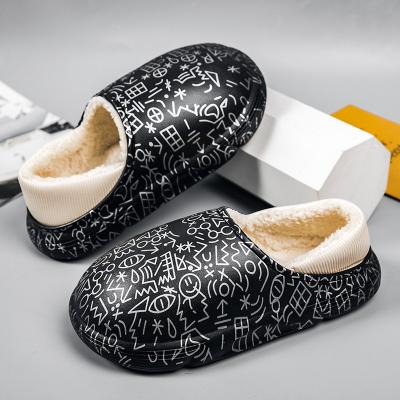 China Waterproof Slippers Waterproof Slippers Women Men Fur Lined Clogs Winter Garden Shoes Warm Indoor Outdoor House Slippers Mules for sale