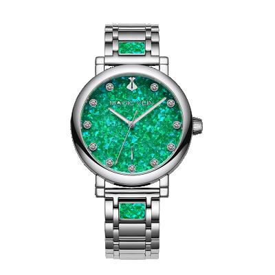 China New Water Resistant Fashion Mint Green Opal Stainless Steel Swiss Quartz Movement Sapphire Crystal Super Luminous Waterproof Watch For Women for sale