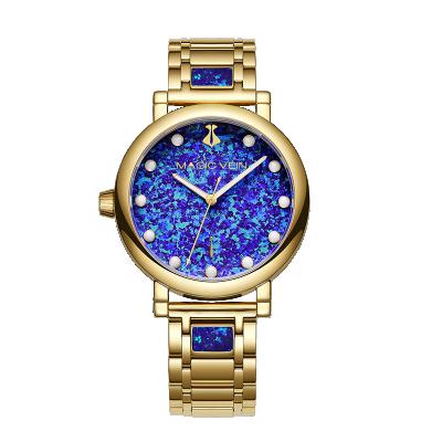 China Newest Trend Swiss Magic Vein Watch Luxury Sapphire Golden Waterproof Opal Fashion Stainless Steel Movement Unisex OEM for sale