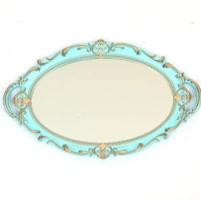 China Art Deco Vintage Antique Cheap Electroplate Tray European Bathroom Decorative PP Frame Irregular Table Life Covers Shower Wall Gold Mirror for sale