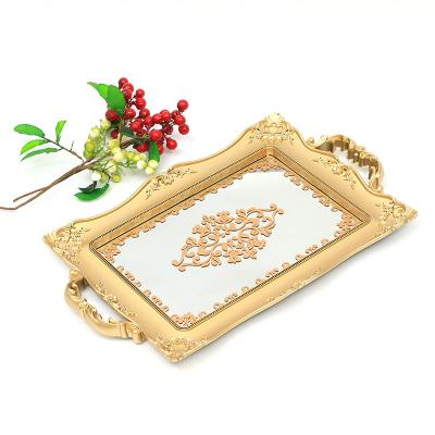 China Art Deco Colorful Vintage Decor European pp frame Irregular Glass Mirror Wall Mirror Makeup Tray Living Sheets Golden Shower for sale