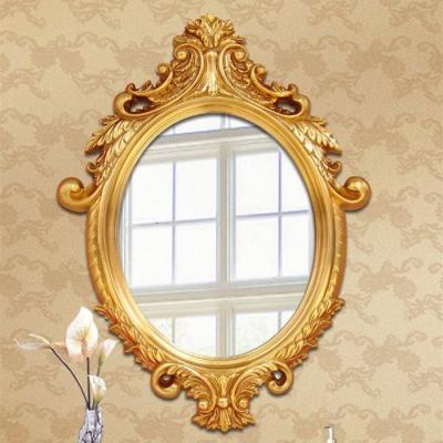 China Art Deco Vanity Special Shaped Vintage Decorative Bathroom PP Framed Irregular Glass Shower Wall Mirror Tray Table Living Sheets Golden for sale