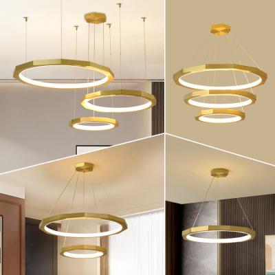 China New Design Gold Chrome Height Modern Art Decoration Luxury Acrylic Led Chandelier Pendant Lights en venta