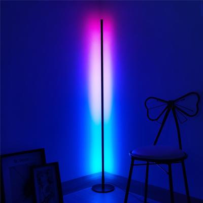 China Factory Wholesale Modern Floor Lamp Decoration Modern Round RGB Remote Control Bottom Line Standing Light for sale