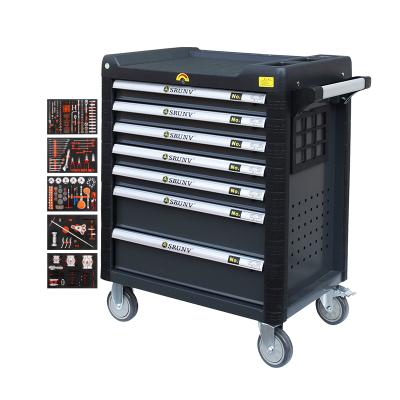 China 243PCS Car Repair Workshop Garage Metal Tool Cabinet Tool Box Trolley Heavy Duty Steel Trolley with Wheel and 7-Drawers for sale