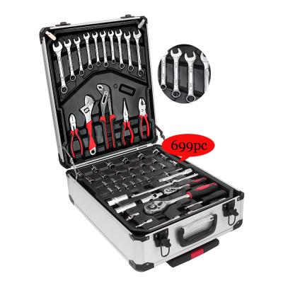 China Car Repair Case 699Pcs/D2 Tool Kit Superduper Aluminum Tool Kit Suitcase Portable Hardware Combination With Socket Wrench for sale