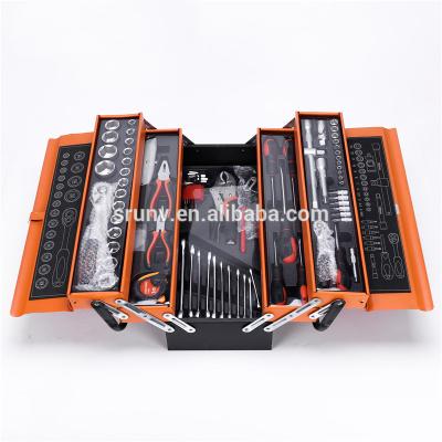 China Auto Repair Tools SRUNV Tools-85 Pcs Tool Box Auto Tool Kit With Socket Wrench Tool Kit In Iron Metal Box for sale