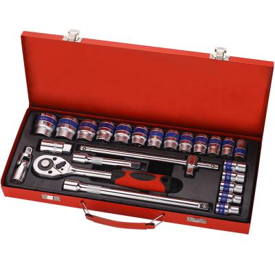 China Professional Auto Repair Tools 24 Pcs 1/2 Tin Box Auto Repair Set Tool Box for sale