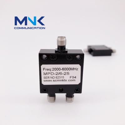 China 2000 - 6000MHz 2 Way Power Splitter 2 - 6G Stainless Steel Connector Two Combiner SMA-Female MPD-2/6-2S for sale