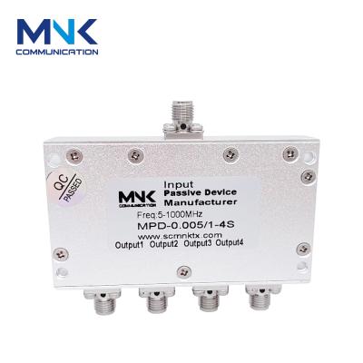 China Hot Low - Powered 5 Low Frequency - 1000MHz 4 Way Wilkinson Power Splitter fm Antenna Splitter MPD-0.005/1-4S for sale