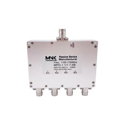 China BNC-F 1100-1700MHz 4 Way Power Splitter 1.1-1.7G GPS/BD/GNSS 4-Way Wilkinson Power Splitter Combiner Hot Factory Direct Selling MPD-1.1/1.7-4B for sale