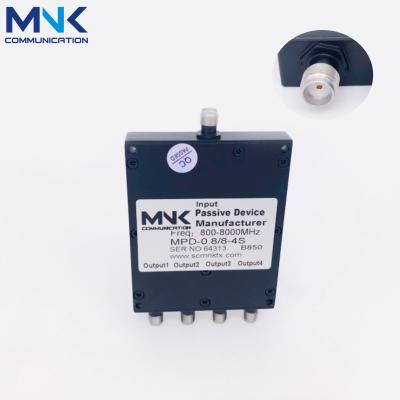 China 800-8000 MHz 4 Way RF Power Splitter Stainless Steel Connector 0.8-8 G Wilkinson Power Spliter Suppliers MPD-0.8/8-4S for sale