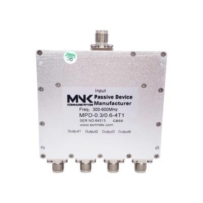 China TNC 4-Way Wilkinson Passive 300-600MHz 4 Way RF Power Splitter Power Splitter Combiner MPD-0.3/0.6-4T1 for sale