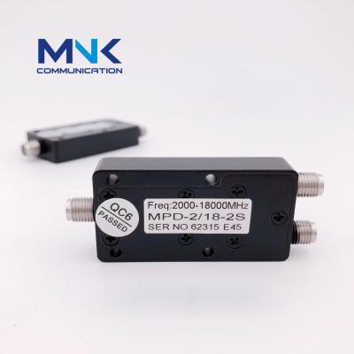 China High Quality Stainless Steel Connector 2000 18G Power Splitter MPD-2/18-2S SMA-Female Combiner - 18000MHz 2 Way Power Splitter - for sale