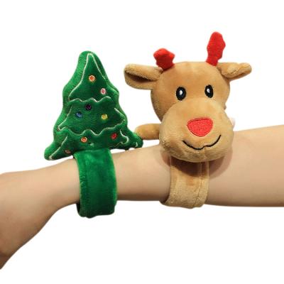 China Cute Santa Claus Animals Plush Slap Bracelet Doll Christmas Tree Elk Plush Toys Stuffed Bracelet for sale