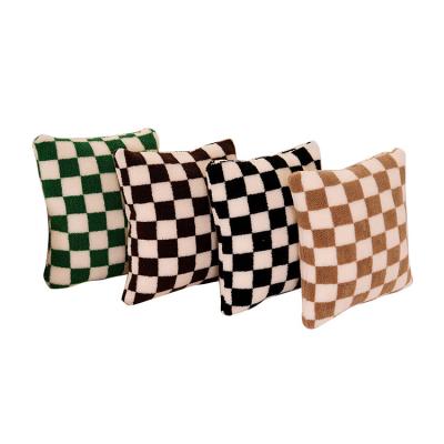 China Doll's Cute Office Sofa Pillow Fashion Checkerboard Cushion for sale