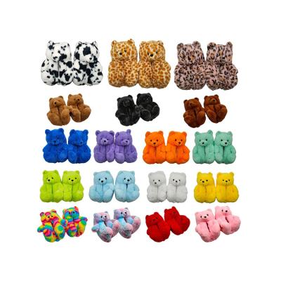 China Winter Warm Shoes Cute Anti Skid Non Slip Teddy Bear Plush House Slippers Furry Fluffy Animal For Women Girl for sale