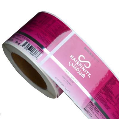 China Silver foil waterproof luminous matte finish cosmetic packaging label sticker, luxury packaging in roll for sale