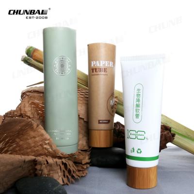 China Eco Friendly Plastic Cream Tube Sugar Cane Paper Refillable Fast Shipping Red 100ml 100g Black Outer Cosmetic Solid Soft Tube zu verkaufen